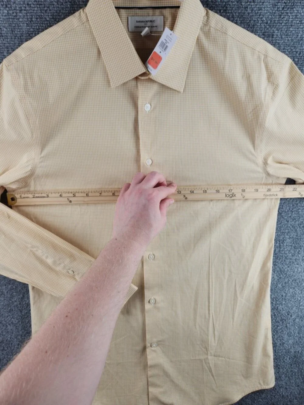 NWT Banana Republic Long Sleeve Button Up Shirt Yellow Check Medium Slim Men
